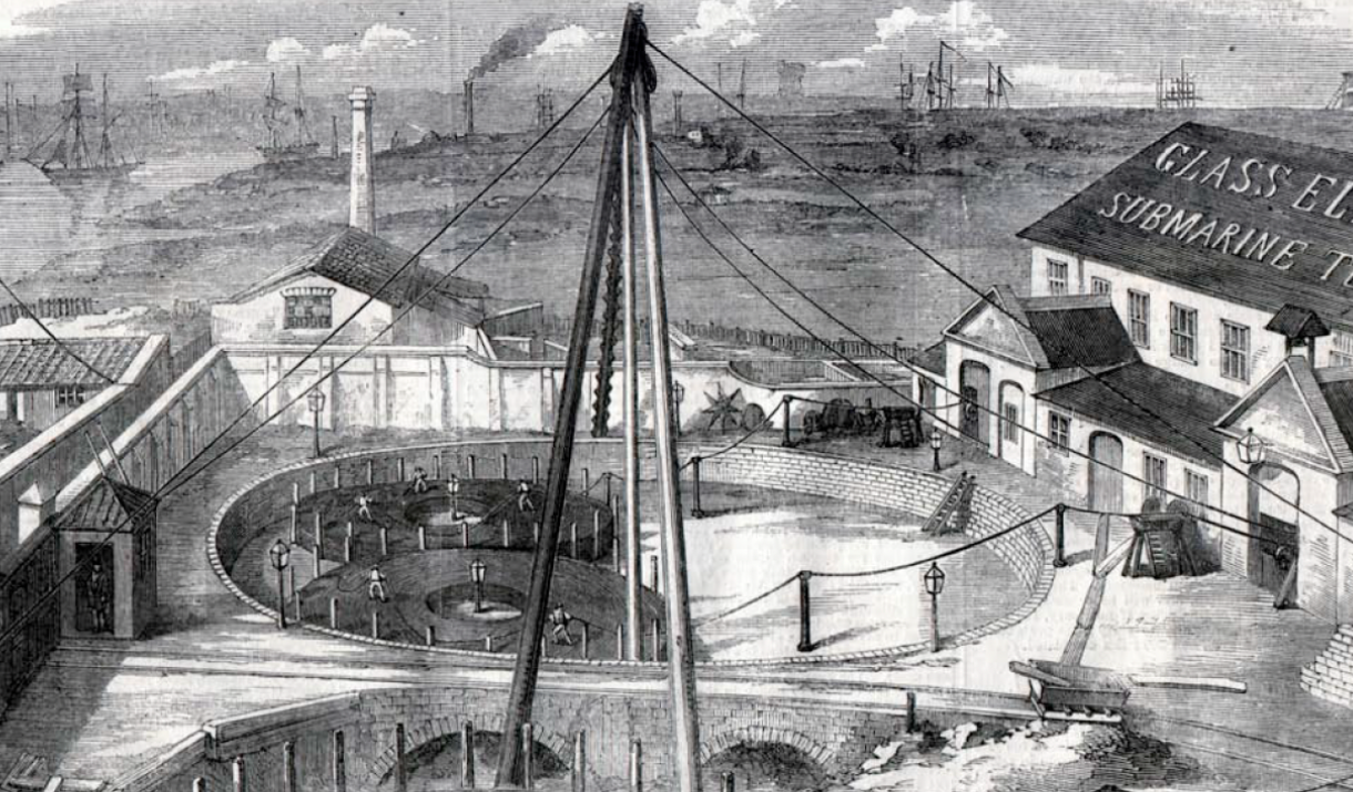 Illustration of Glass Elliot & Co cable making at Enderby Wharf, Greenwich Peninsula